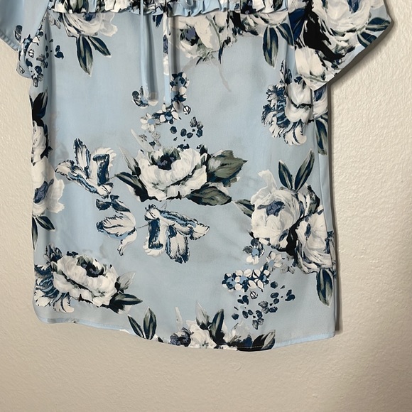 Karl Lagerfeld Paris Floral Printed Tie Neck Blouse Blue - Picture 3 of 8